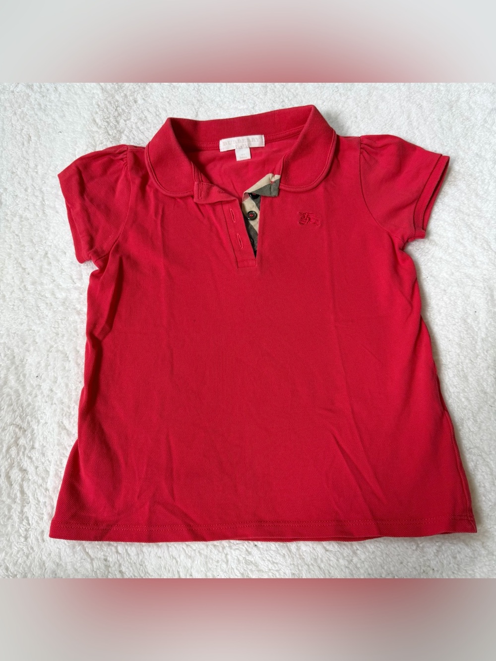 Burberry Girl Polo shirt short sleeve 6 Red nova check tops horse Plaid
